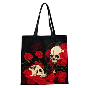 Skulls and Roses Återanvändbar Tote Shoppingväska