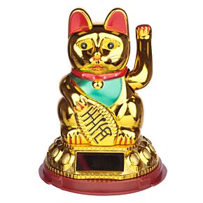 Maneki Neko Guld Vinkande Lyckokatt Solcellsfigur