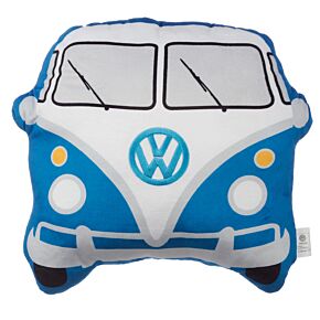 Plysch Volkswagen VW T1 Camper Bus Blå Formad Kudde