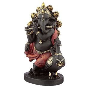 Ganesh Figurin med Flöjt och Påfågel