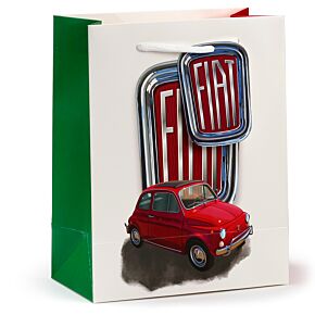 Fiat 500 Retro Röd & Vit Presentpåse Medium