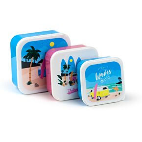 3-Pack Lunchlådor M/L/XL - Volkswagen VW T1 Camper Bus The Waves are Calling