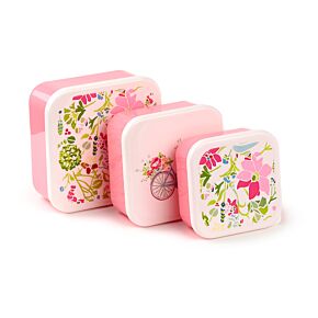 3-Pack Lunchlådor M/L/XL - Julie Dodsworth Pink Botanical