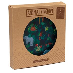 Animal Kingdom 4-Pack Återanvändbara Picknicktallrikar i RPET