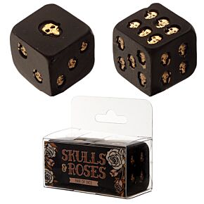 Skulls and Roses 2-Pack Svart och Guld Dödskalletärningar