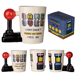 Game Over Joystick Mugg med Format Handtag med Arcade Dekal