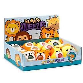 Queasy Squeezies Adoramals Lejon, Giraff, Apa och Tiger Plysch Klämmig Leksak